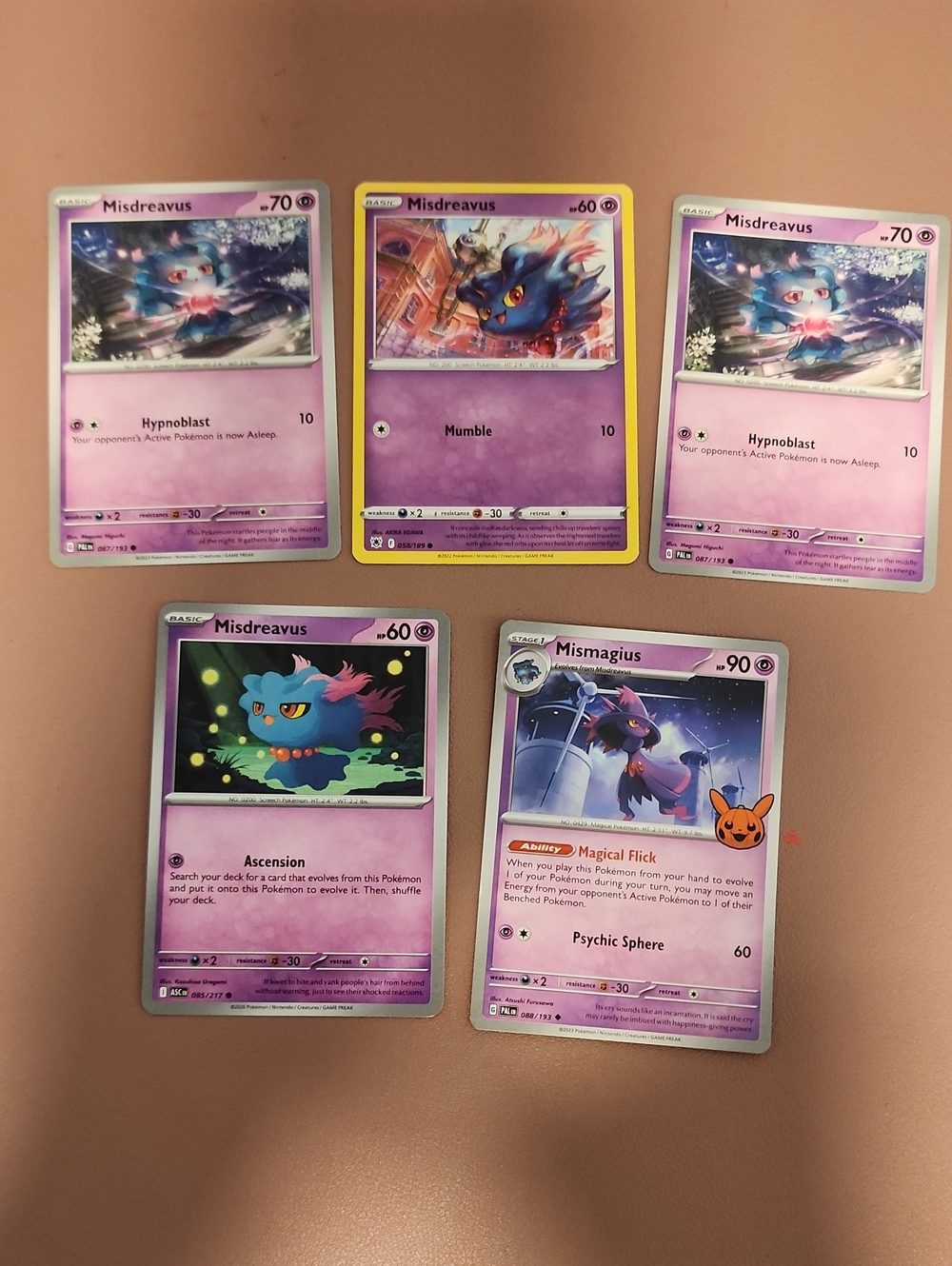 Misdreavus & Mismagius Card Lot - Purple Psychic Trading Cards